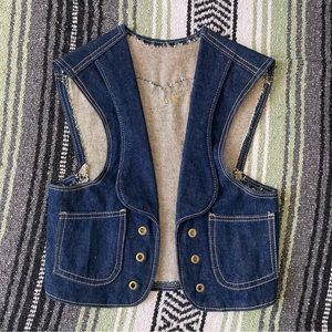 vintage 70s lace up denim vest
